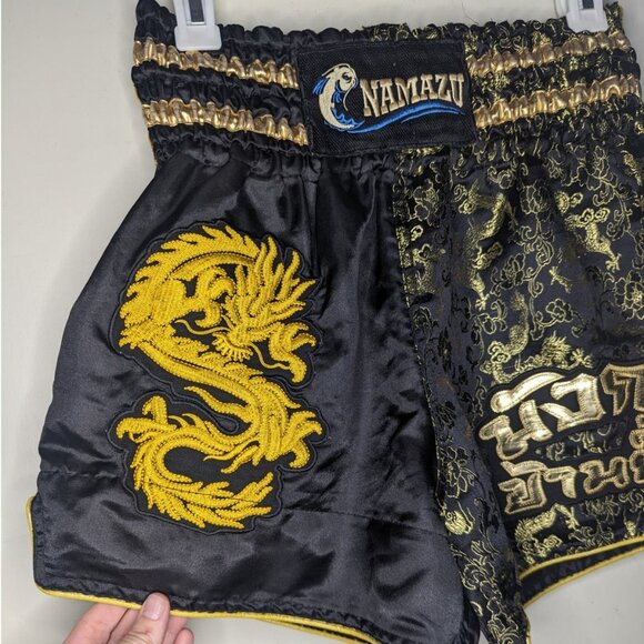 NAMAZU Dragon Muay Thai MMA Boxing Kickboxing Shorts in Black & Gold, Size Large - Picture 5 of 11
